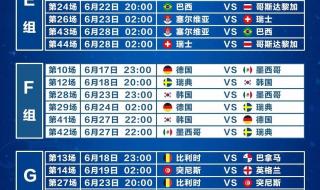 世界杯今日赛程表